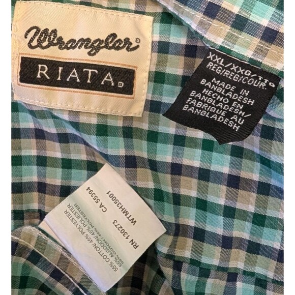 Wrangler Riata Shirt Mens XXL Plaid Button Down Short Sleeve - Picture 4 of 7